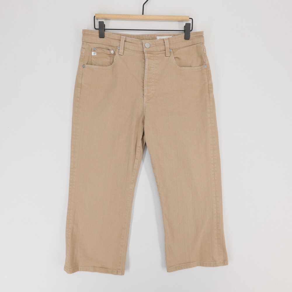 AG Adriano Goldschmied Kinsley Jeans Womens 31 Tan High Rise Pop Crop Button